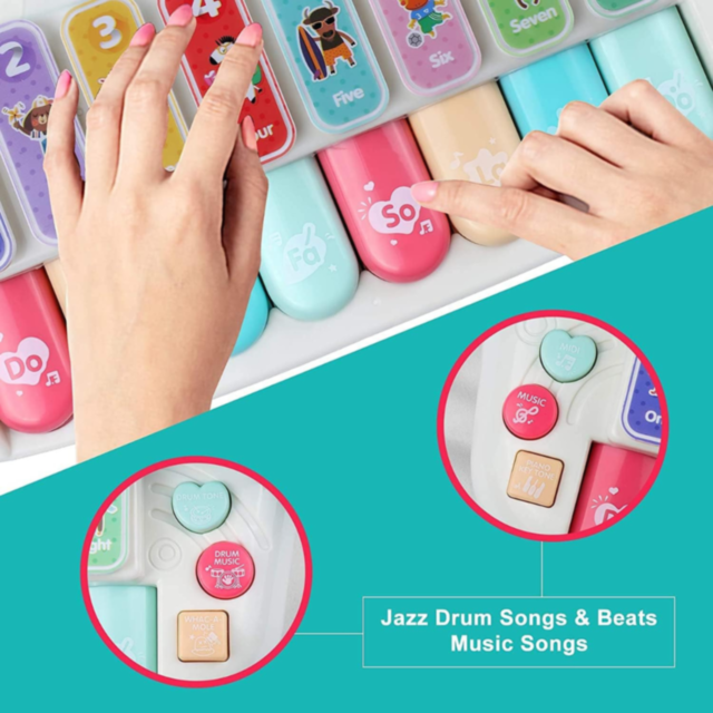 Jucărie Interactivă Set de Tobă și Pian cu Microfon pentru Copii