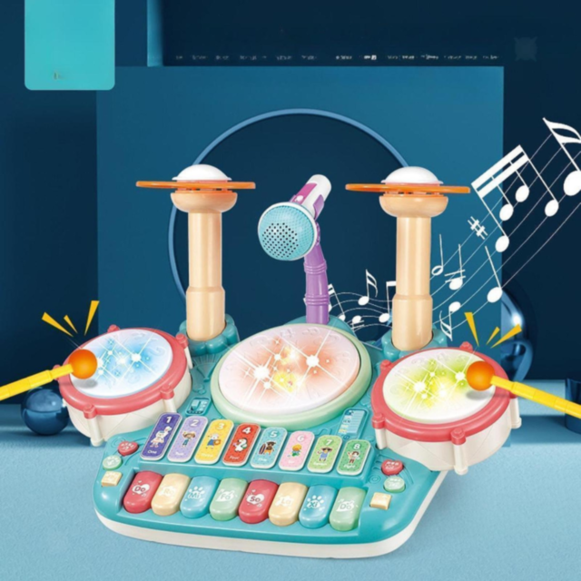 Jucărie Interactivă Set de Tobă și Pian cu Microfon pentru Copii