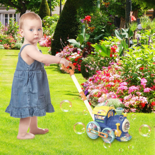 Locomotivă cu Bule și Lumini pentru Copii – Distracție Interactivă (culoare aleatorie)