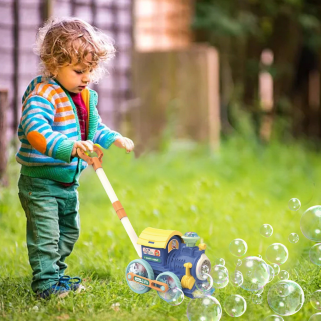 Locomotivă cu Bule și Lumini pentru Copii – Distracție Interactivă (culoare aleatorie)