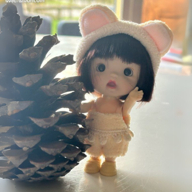 Păpușă Bebe Fetiță cu Căciuliță Urechi și Hăinuțe Pufoase | Jucărie de Colecție și Cadou Adorabil