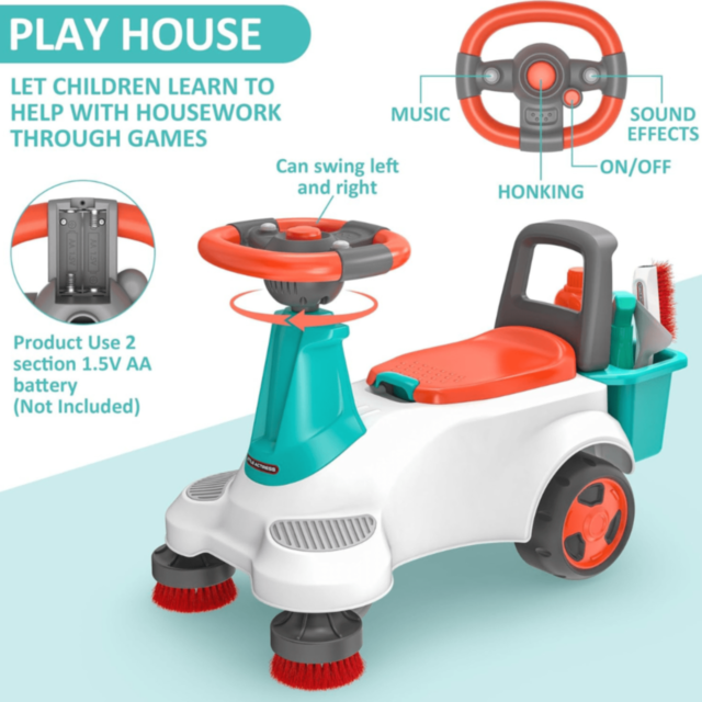 Mașinuță Ride-On de Curățenie cu Accesorii Interactive