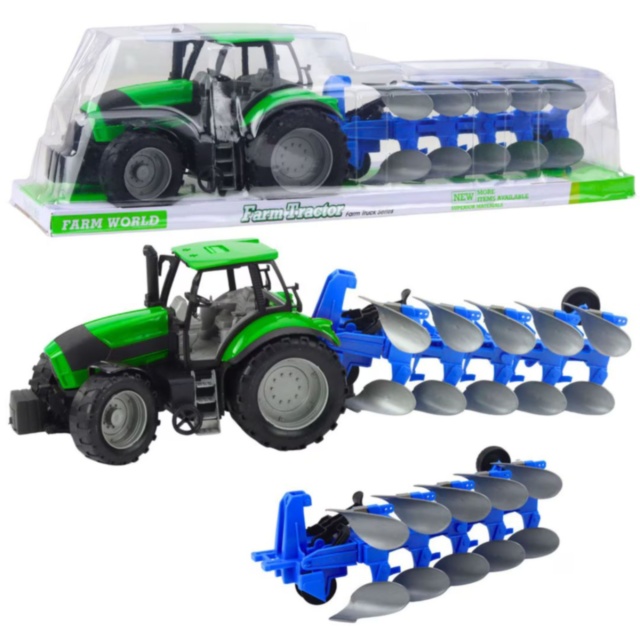 Tractor jucărie pentru copii cu plug agricol multiplu (culoare aleatorie)