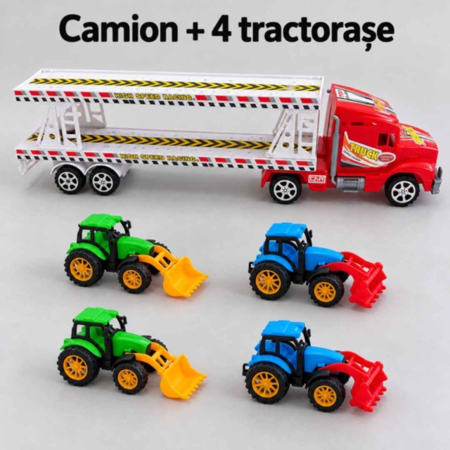 Camion transportor mare cu 4 tractorașe, 45 cm