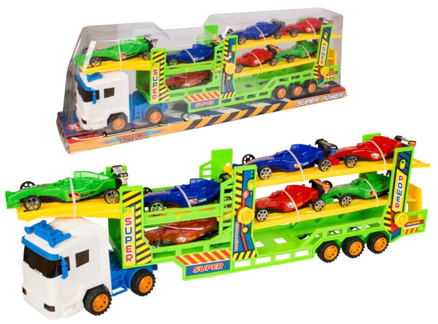 Mega Camion cu Trailer și 7 Mașinuțe, 64cm