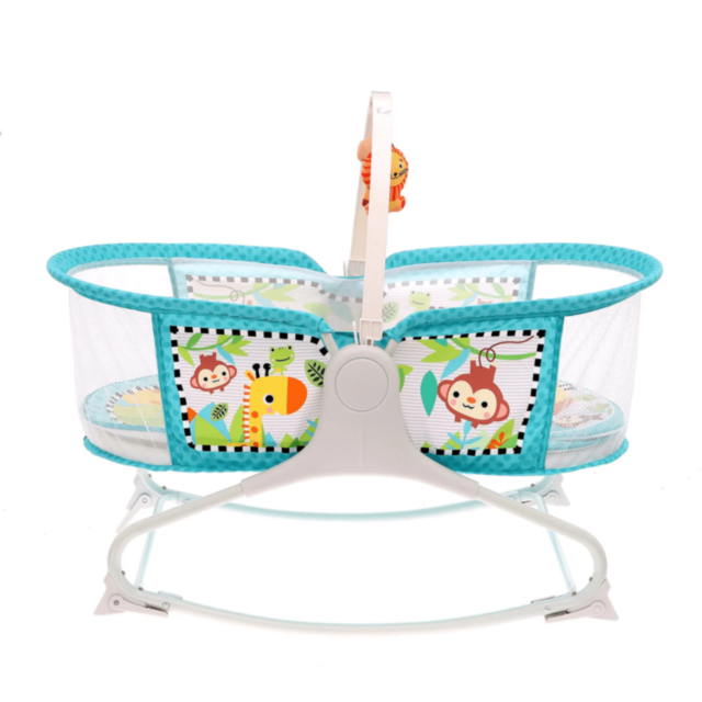 Pătuț Leagăn pentru Bebeluși cu Vibrații, Muzică și Jucării Suspendate – Model Jungle