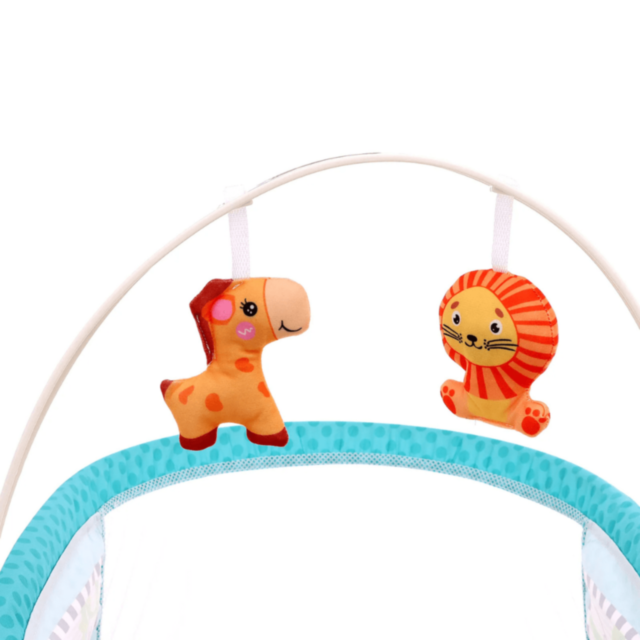 Pătuț Leagăn pentru Bebeluși cu Vibrații, Muzică și Jucării Suspendate – Model Jungle