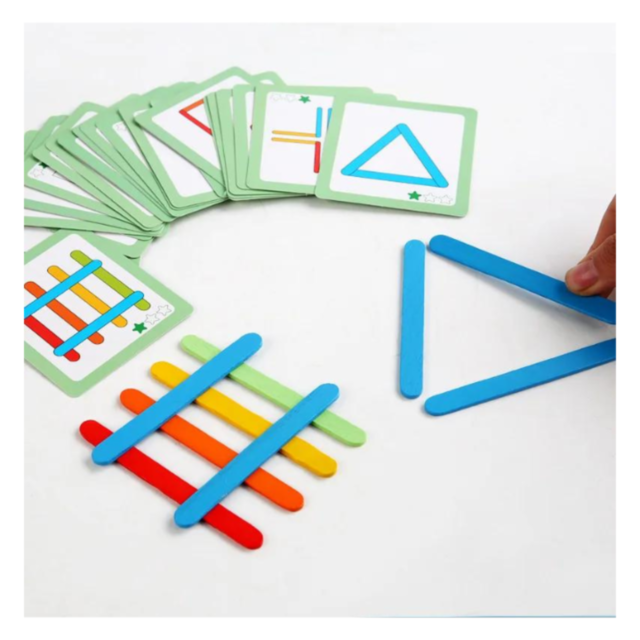 Set Montessori – Bețișoare Colorate pentru Construirea Formelor și Dezvoltarea Gândirii