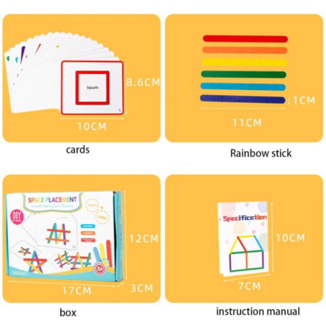 Set Montessori – Bețișoare Colorate pentru Construirea Formelor și Dezvoltarea Gândirii