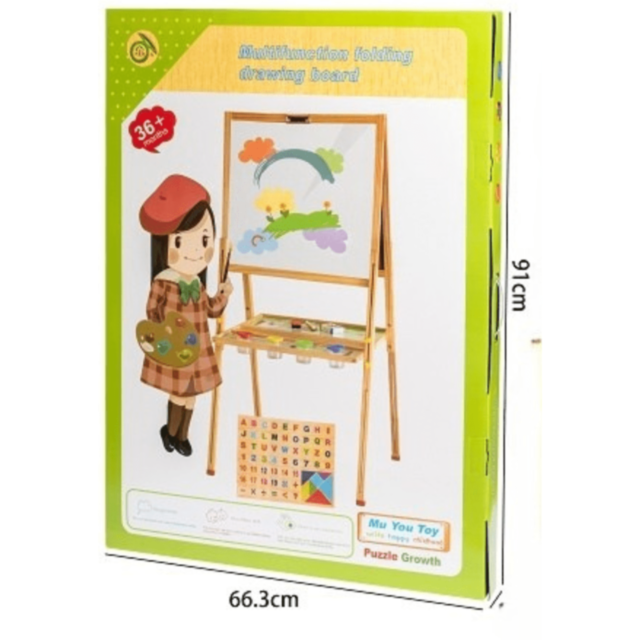 Tablă de Desen și Învățare din Lemn | Suprafață Dublă Magnetică și Creta