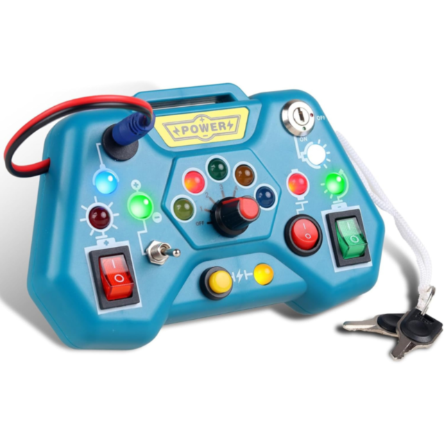 Busy Board Montessori cu Lumini LED – Consolă Interactivă de Joacă și Învățare