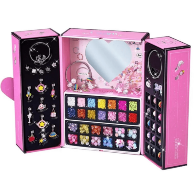 Set Bijuterii DIY Fetițe 3 în 1 cu Mărgele Colorate