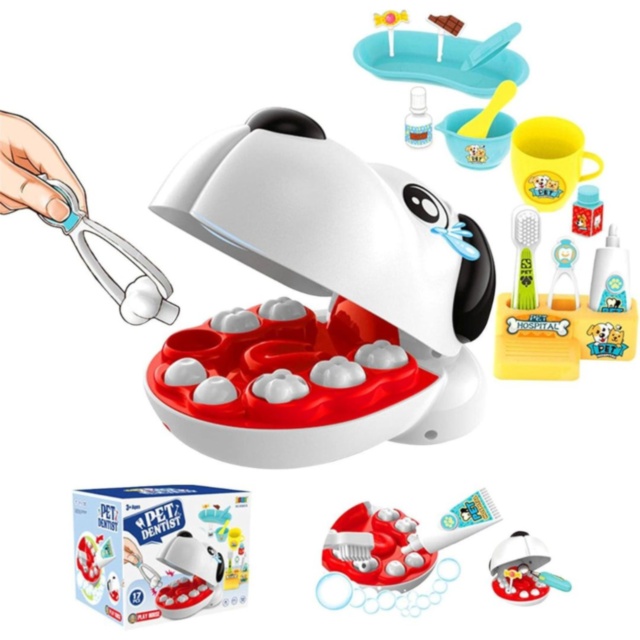 Set dentist pentru copii, jucărie doctor veterinar interactiv