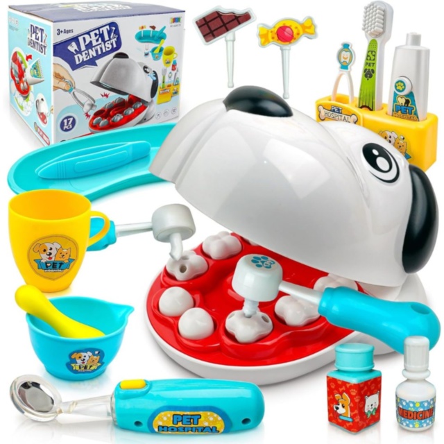 Set dentist pentru copii, jucărie doctor veterinar interactiv