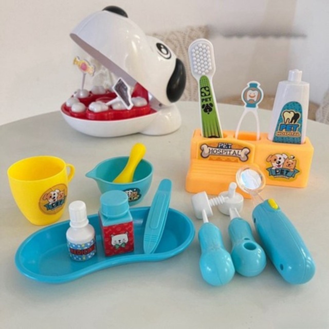 Set dentist pentru copii, jucărie doctor veterinar interactiv