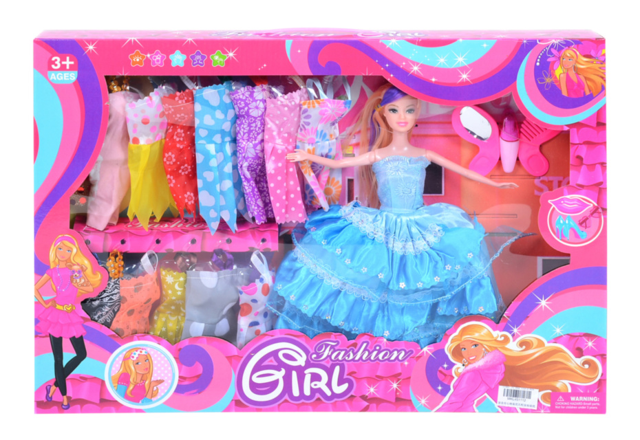 Păpușa cu 12 Ținute și Oglindă 