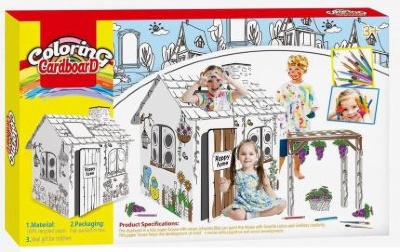 Casuța din Carton de Asamblat și Colorat cu 8 Carioci incluse | image