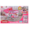 Pătuț Tip Leagăn cu Baldachin, Vibrații și Jucării Suspendate – Roz