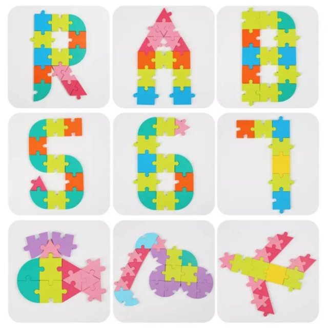 Puzzle Logic Creativ din Lemn - Set educațional cu 48 de cărți și 65 de piese