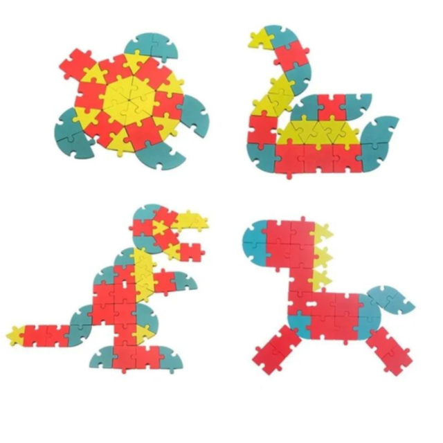 Puzzle Logic Creativ din Lemn - Set educațional cu 48 de cărți și 65 de piese