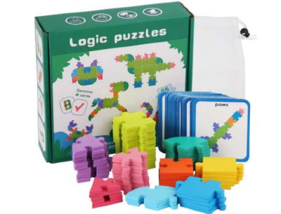 Puzzle Logic Creativ din Lemn - Set educațional cu 48 de cărți și 65 de piese | image