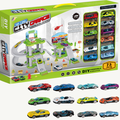 Parcare Multietajată City Garage cu Piste și 12 Mașinuțe, Set de 73 Piese | image