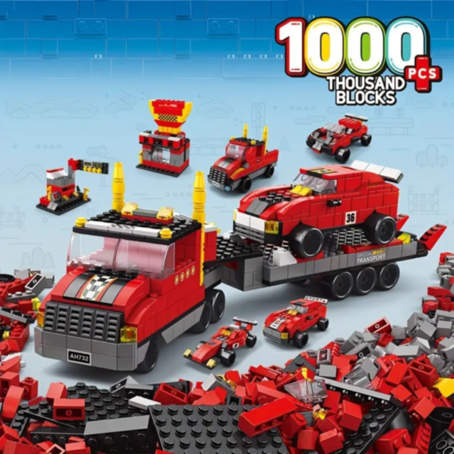 Set de Construcție Echipa de Curse 6 în 1 – 1000 Piese