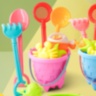 Set de Plajă cu Găletușă Texturată, Ustensile și Forme (culoare aleatorie)
