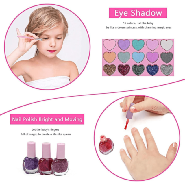 Set Machiaj Copii cu Geantă Puf Colorată