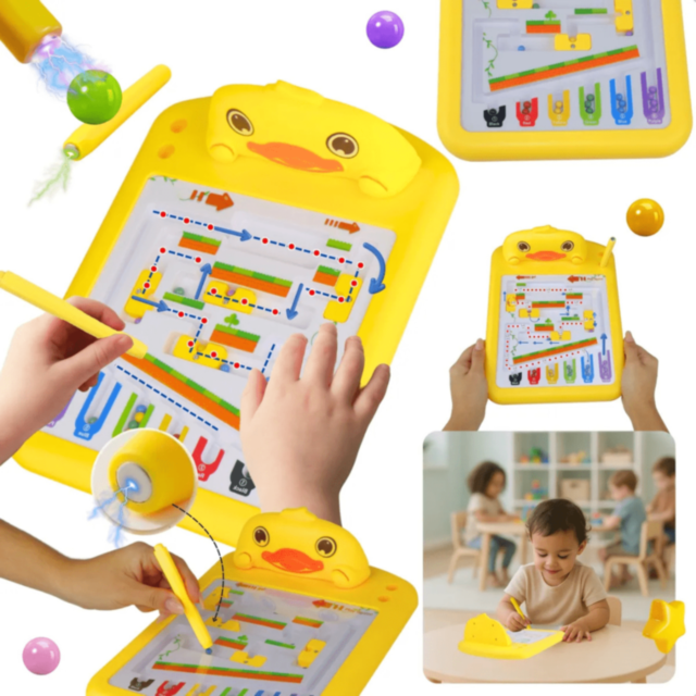 Labirint Magnetic Rață Galbenă cu Bile Colorate