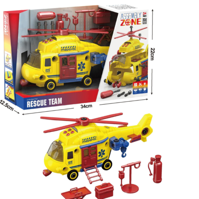 Elicopter de Salvare cu Sunete și Lumini – Set Asamblare