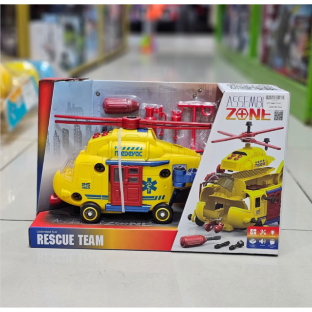 Elicopter de Salvare cu Sunete și Lumini – Set Asamblare