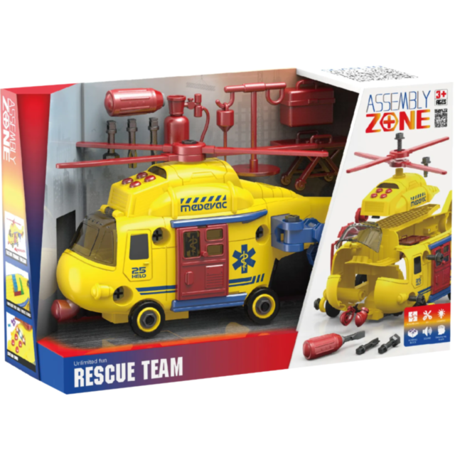 Elicopter de Salvare cu Sunete și Lumini – Set Asamblare