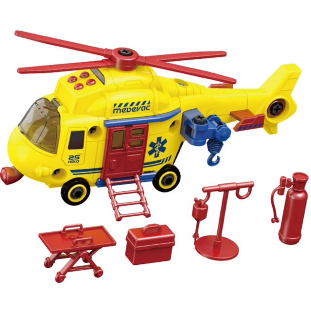 Elicopter de Salvare cu Sunete și Lumini – Set Asamblare