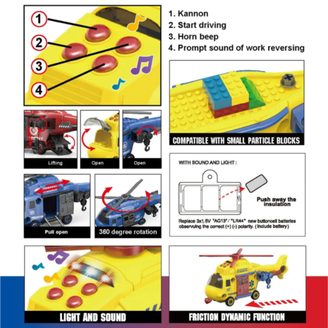 Elicopter de Salvare cu Sunete și Lumini – Set Asamblare
