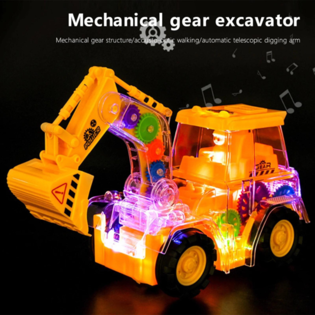 Excavator Mecanic Transparent cu Efecte Luminoase și Sunete