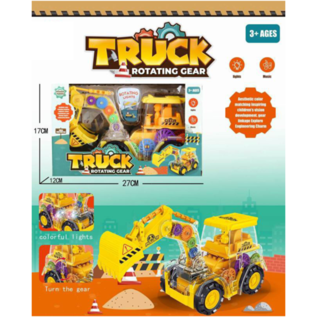 Excavator Mecanic Transparent cu Efecte Luminoase și Sunete