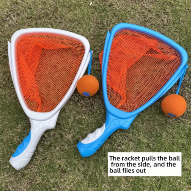 Set Interactiv de Rachete cu Plasă și Minge Elastică – Joc de Exterior pentru Copii