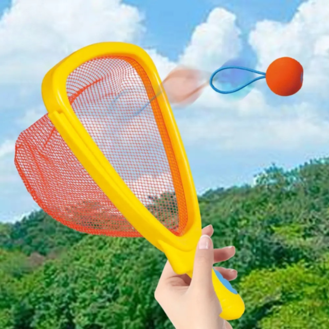 Set Interactiv de Rachete cu Plasă și Minge Elastică – Joc de Exterior pentru Copii