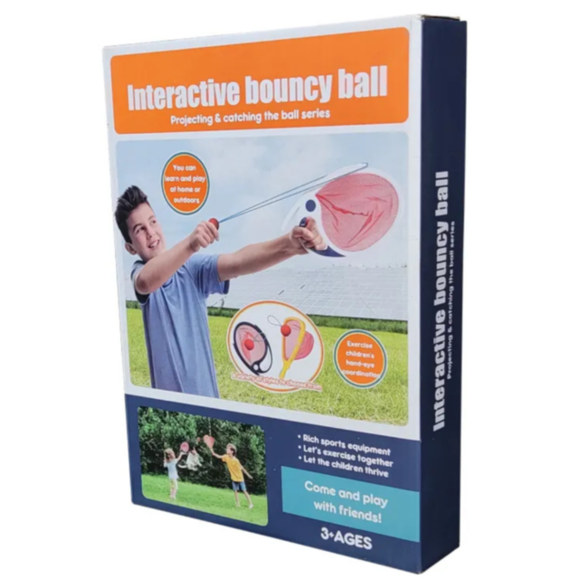 Set Interactiv de Rachete cu Plasă și Minge Elastică – Joc de Exterior pentru Copii