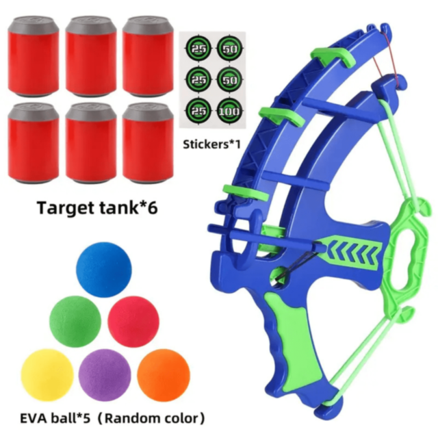 Set Tir cu Arcul și Ținte – Lansator cu Bile Moi Colorate (culoare aleatorie)