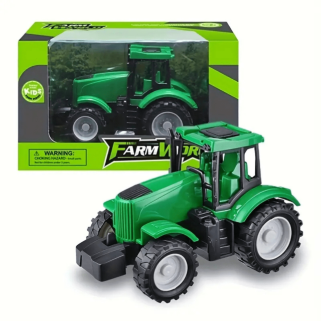 1buc. Tractor Jucărie Farm World Plastic Rezistent cu Roți Mari (culoare aleatorie)