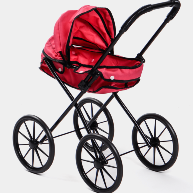 Cărucior Păpuși Roz Cu Roți Mari Silențioase