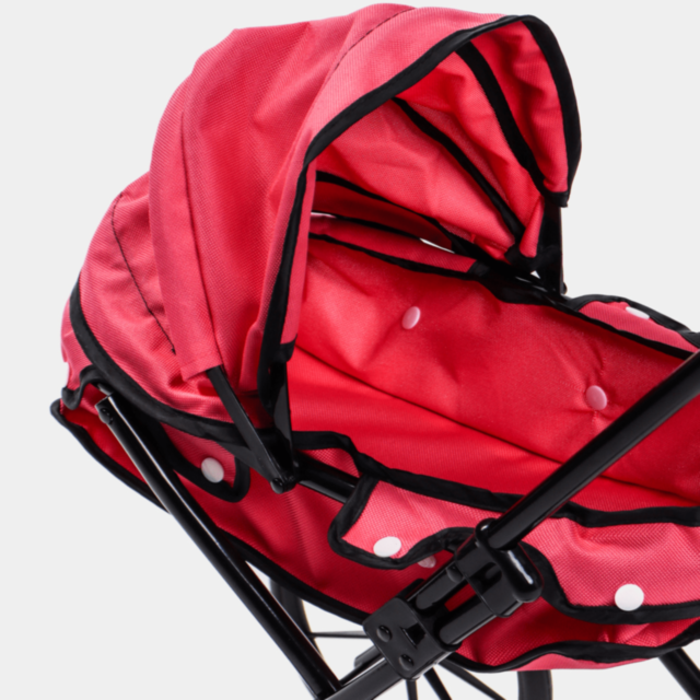 Cărucior Păpuși Roz Cu Roți Mari Silențioase