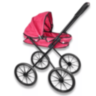 Cărucior Păpuși Roz Cu Roți Mari Silențioase