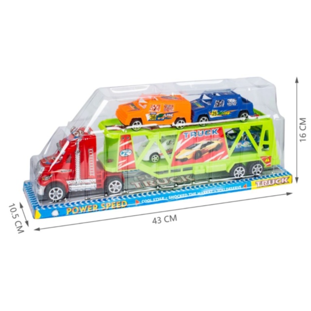 Camion Transport Auto cu 4 Mașinuțe de Curse (culori aleatorii)