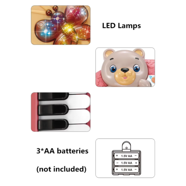 Pian Educațional cu Ursuleț și Funcție de Înregistrare pentru Copii