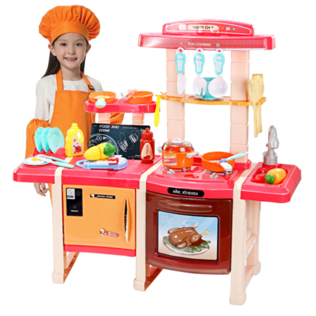 Bucătărie Interactivă pentru Copii cu Efecte Realiste și Set de 45 de Piese