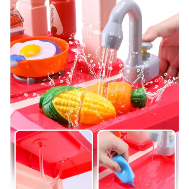 Bucătărie Interactivă pentru Copii cu Efecte Realiste și Set de 45 de Piese