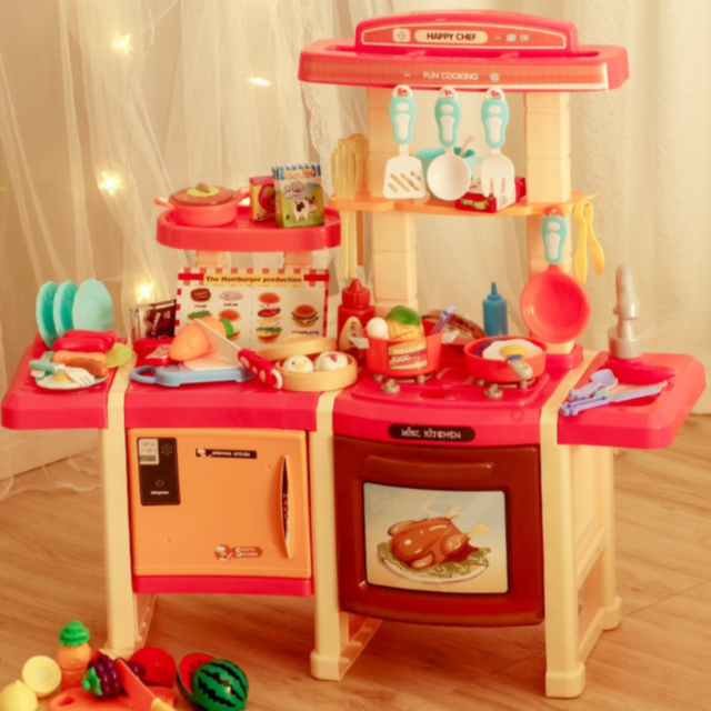 Bucătărie Interactivă pentru Copii cu Efecte Realiste și Set de 45 de Piese
